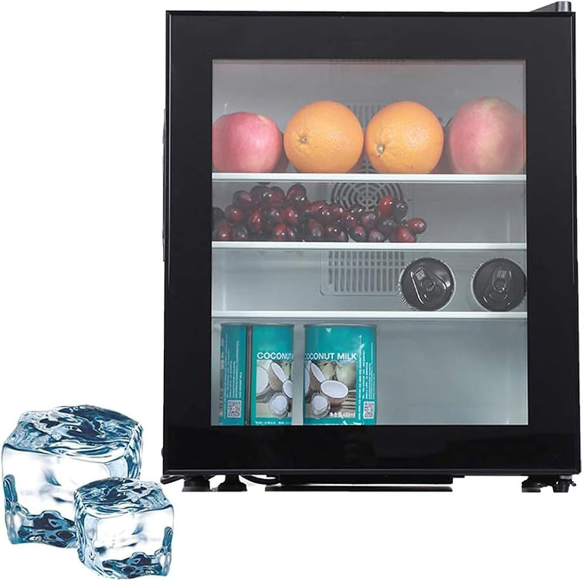 DPQYJPP Minilodówka, mała lodówka, 30 l – 28 dB, 400 x 398 x 480 mm, Srebrny, stal nierdzewna – chłodziarka do napojów, Zamrażarka, 8-15°C