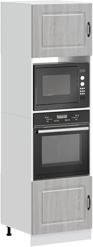 Kuchenka mikrofalowa Holepyr – 60 x 57 x 207 cm, Szary, do zabudowy, mikrofalówka – szara