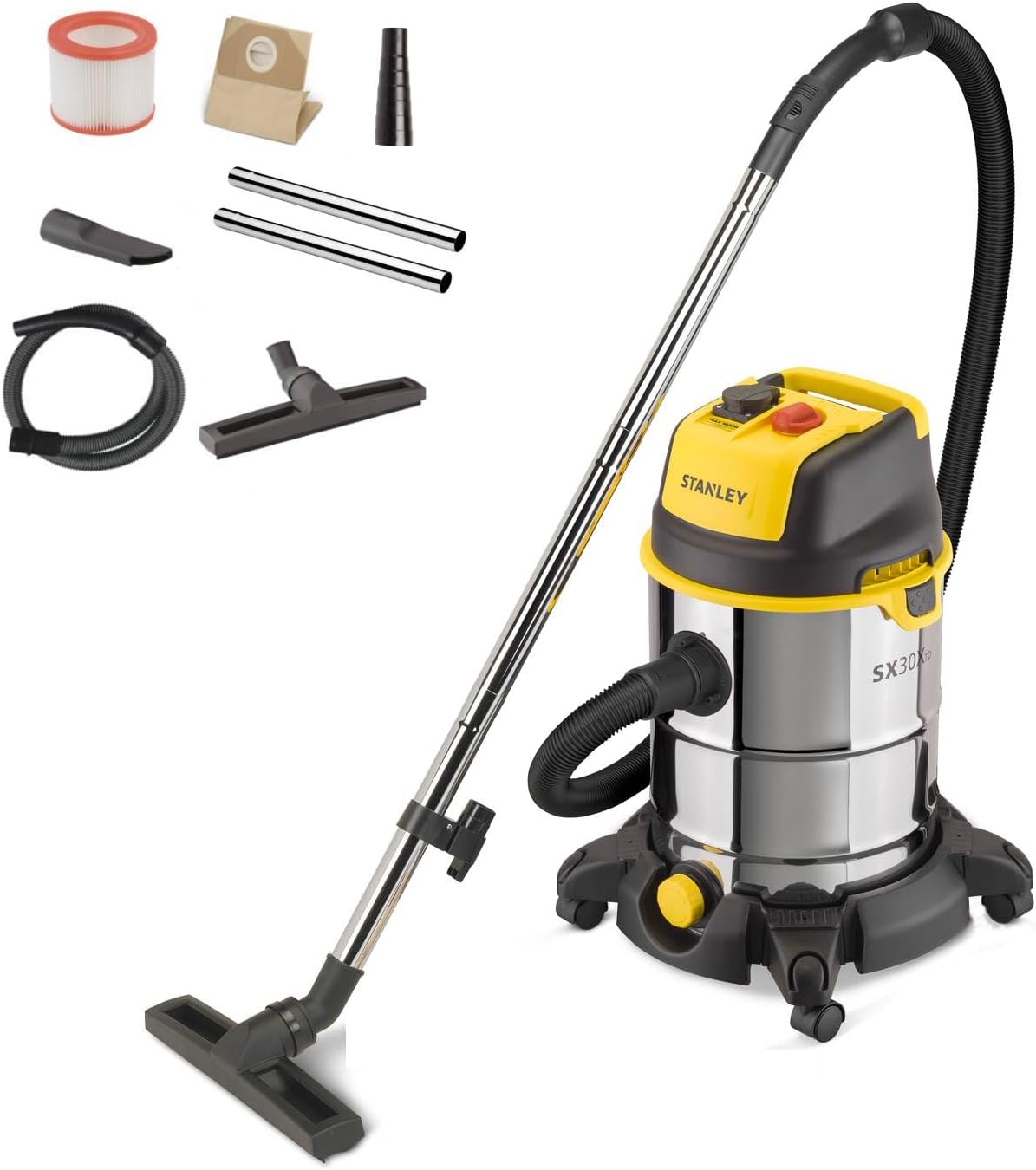 STANLEY Odkurzacz – SXVC30XTDE, 30 l, 1600 W, Czarny – ssawka elektryczna