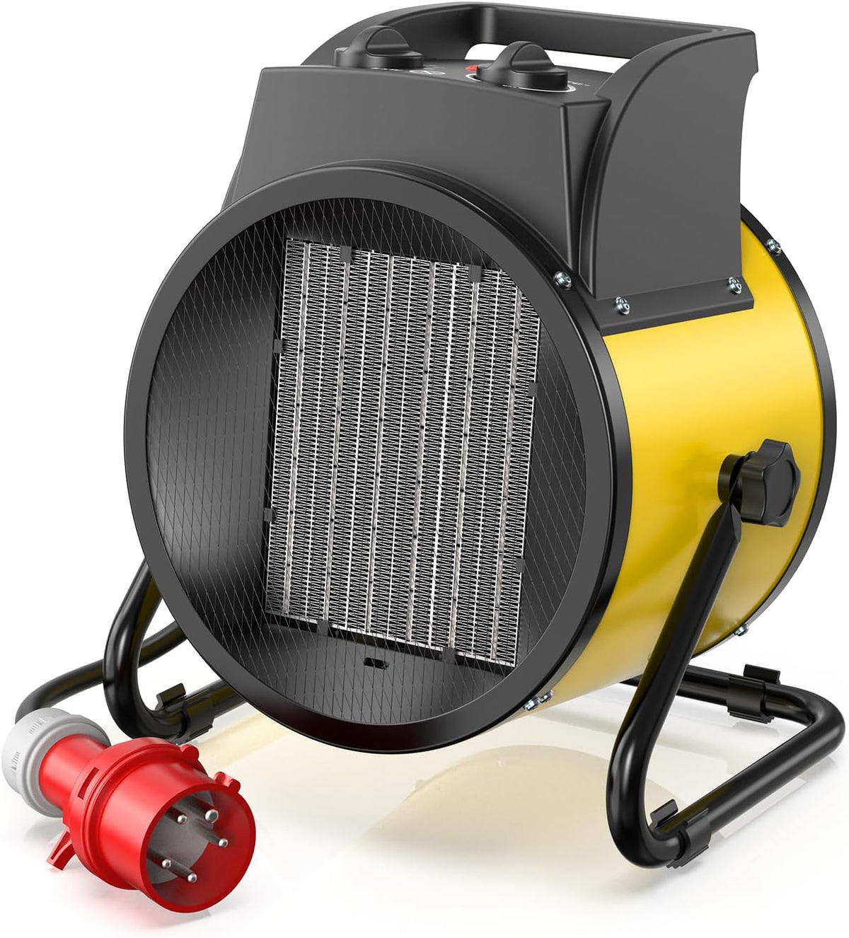Grzejnik elektryczny DAHTEC – 400 V, 5000 W, 55 m, Czarny – automatyczne wyłączanie, kąt regulowany i termostat, przemysłowy