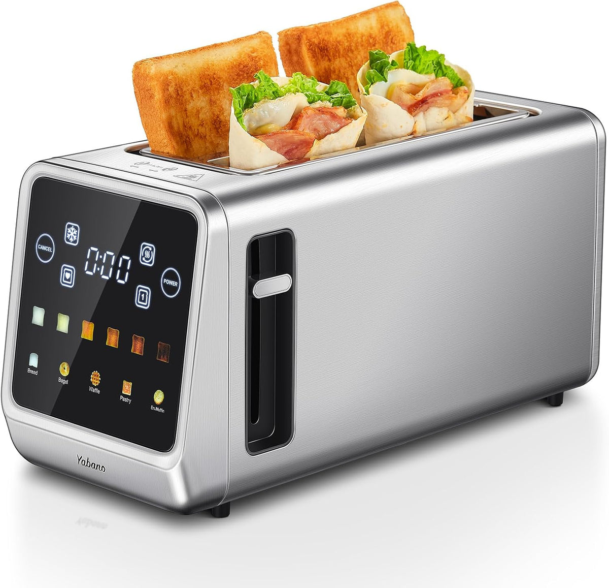 Toster Yabano, 1450 W – 5 cm, Srebrny, stal nierdzewna, dotyk – rozmrażanie, szczelina 3, 5 rodzajów chleba