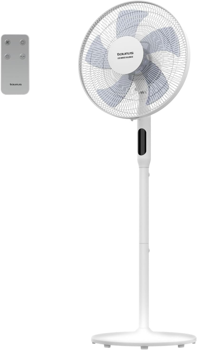 TAURUS Wentylator stojący, 24 W – 40 cm, Biały, oświetlenie LED, 3 w 1 – Wentylator 3- in-1 6pm, zegar, tłumik, cisza na lodzie – ekran LED