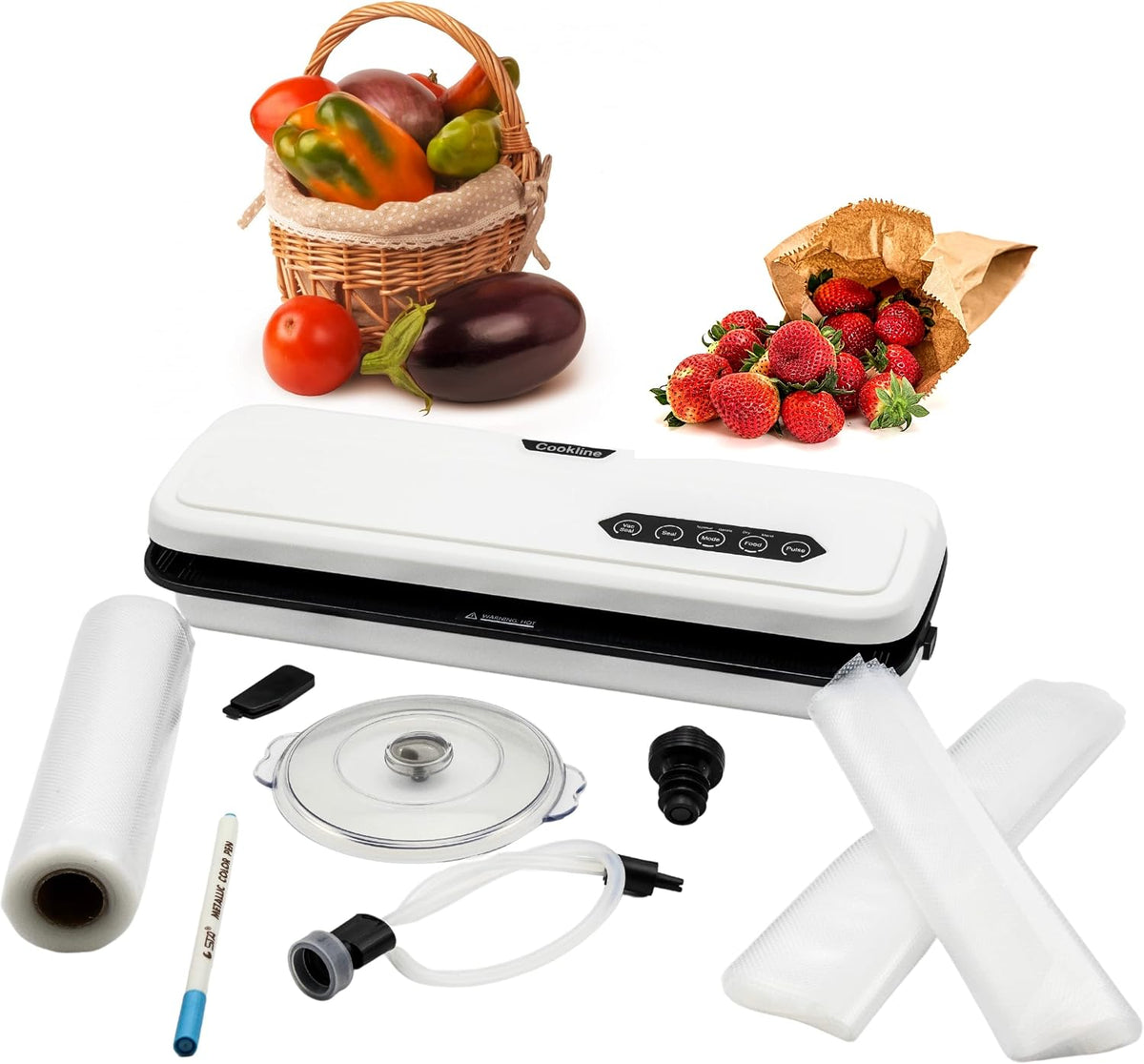 Pakowarka próżniowa Cookline – 20 x 500 cm, 1,2 Kg, 110 W, Czarny – Akcesoria do profesjonalnej, profesjonalnej jakości Multifunkcja