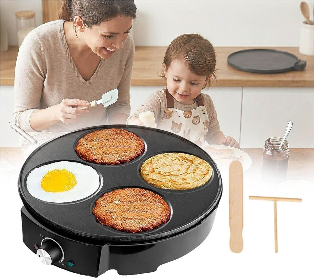 Crêpeiers Przewodniczący Mothdust – 1200 W, 30 cali, Czarny, Maszyna – Aparatura, Profesjonalny, do Naleśników Jajek Blinis Tortillas Kuchnia Aparat