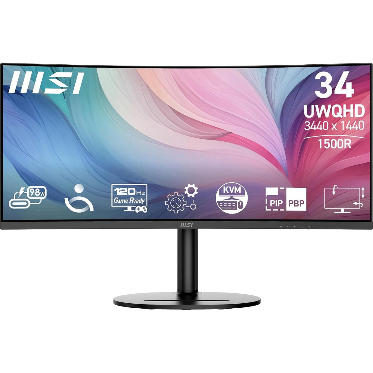 Monitor komputerowy MSI, MD342CQP – 75 mm, 3 W, Czarny, USB – 120 Hz, 1ms MD342CQP 1500R, DisplayPort, VESA kompatybilny