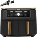 Frytkownica beztłuszczowa Ninja, air fryer – AF400EUCP, 9,5 l, 6 W, 1,4 kg – Czarny/Miedziany, 2 szuflad, Foodi MAX Dual Zone z 2 szufladami