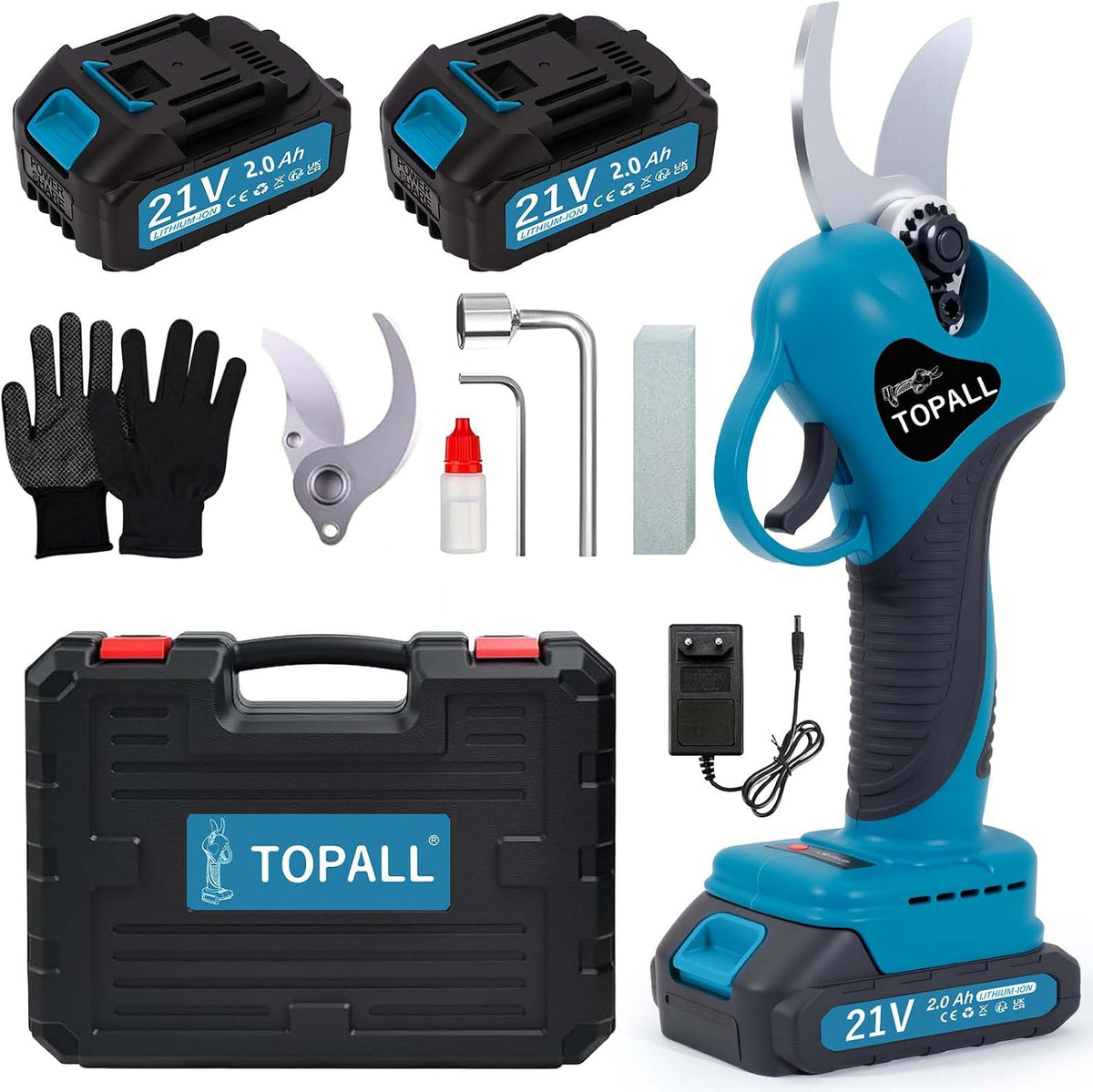 TOPALL Nożyczki i nożyczki, 800 W, 33 mm, Czarny – praca bezprzewodowa, 2000 mAH Bateria, Silnik, bezprzewodowy – do Ogrodu / Arbres / Kwiaty