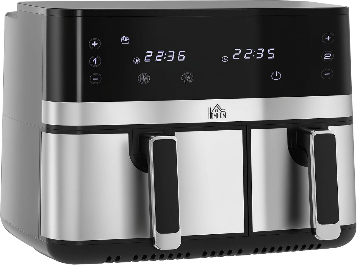 HOMCOM Frytkownica beztłuszczowa, air fryer, 8.5 l, 2700 W – Czarny, oświetlenie LED, 8 programów, L 2700 – dotyk, minutnik