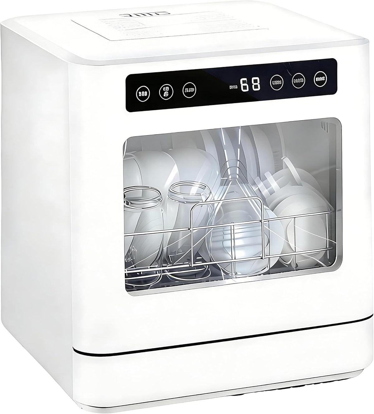 QIUNAOZI Zmywarka, 43 cm, 42 dB – Biały, wolnostojąca, 4 programów, Woda dwuodrzutowa 360 ° – Maksymalna temperatura 75°C, Myć 8 Boli i Płyty