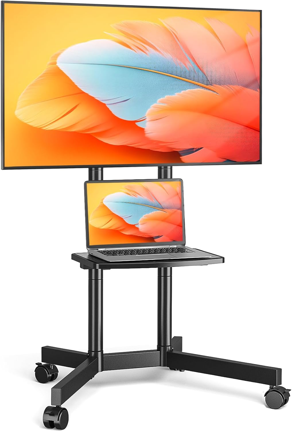 Stojaki podłogowe TVON, 400x400 mm – 40 kg, Szary, Szafka TV, 75 cali – koła ruchome, TV stoi na piechotę do TV od 32 do 75 cali