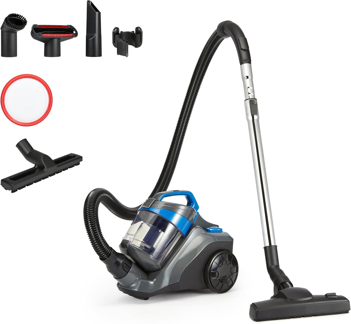 Odkurzacz Basics, 7 l, 850 W, Czarny / Niebieski – filtr HEPA, tradycyjny, czarny, kompaktowe Ultra- światło z Triple Action szczotka