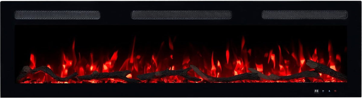 Emotion Flame Grzejnik elektryczny, 127x13x35 cm – 1800 W, Czarny, oświetlenie LED, pilot zdalnego sterowania – kominek elektryczny, wbudowany
