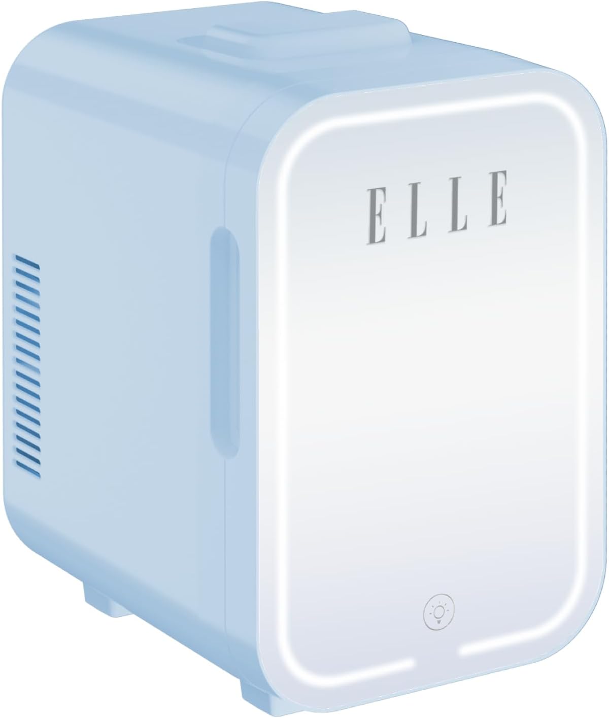 ELLE Minilodówka – mała lodówka, 8 l, Niebieski, oświetlenie LED – Lodówka, Mini Lodówka kosmetyczna 8 l z lustrem LED, Pielęgnacja twarzy, Serum