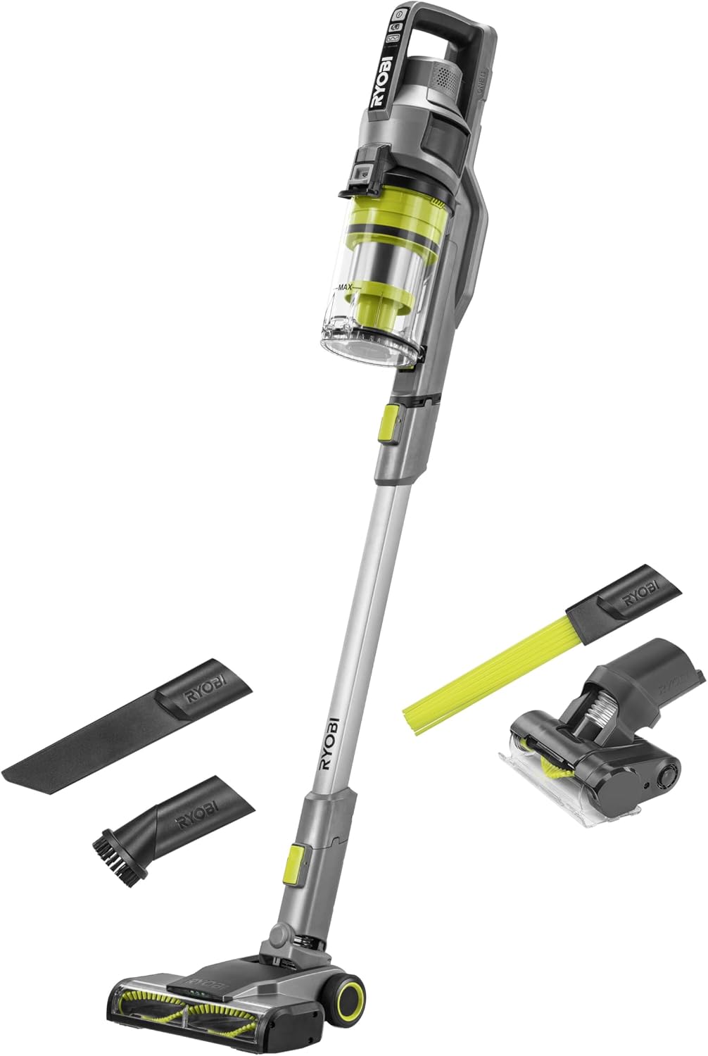 RYOBI Odkurzacz, RSVS18-0, 18 V – 820 l, 24 cm, Szary/Zielony/Czarny, oświetlenie LED – praca bezprzewodowa