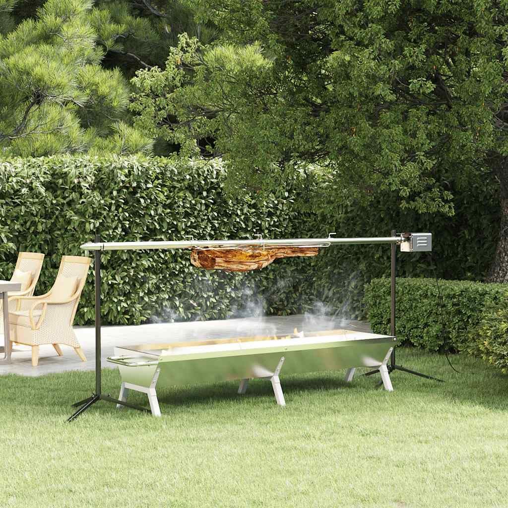Grill GeenYuu – 207 x 45 x 83 cm, 40 kg, 240 V, Srebrny – stal nierdzewna, silnik, plener, kemping