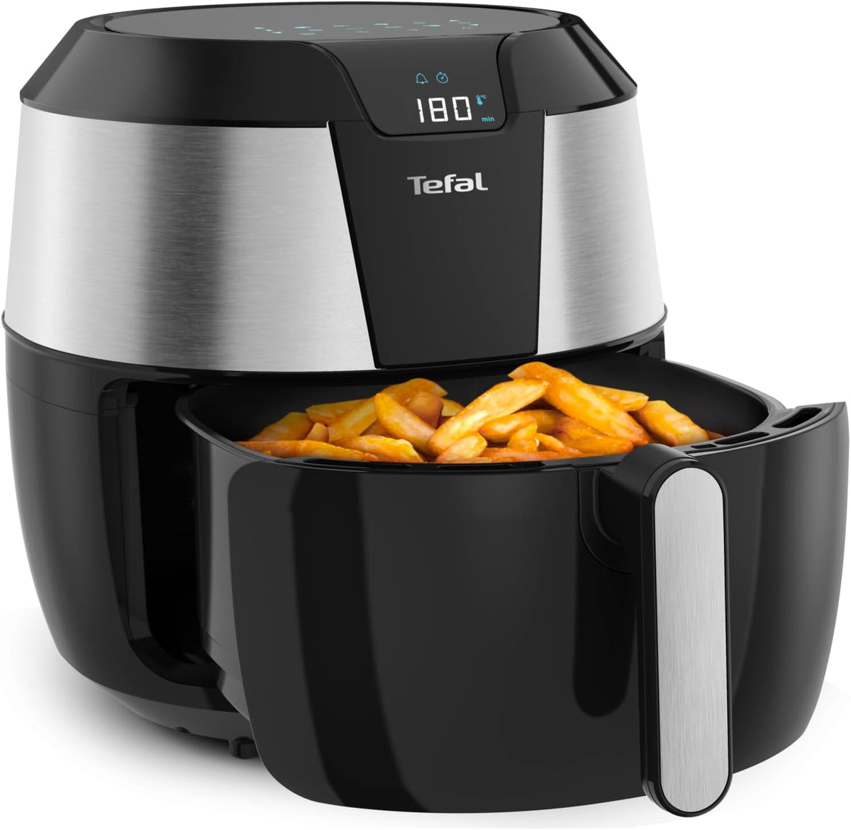 Tefal Frytkownica – EY701D, 1850 W, 1,6 L, Czarny/Srebrny – funkcja grilla, EY701D Easy Fry XXL Na Gorące Powietrze