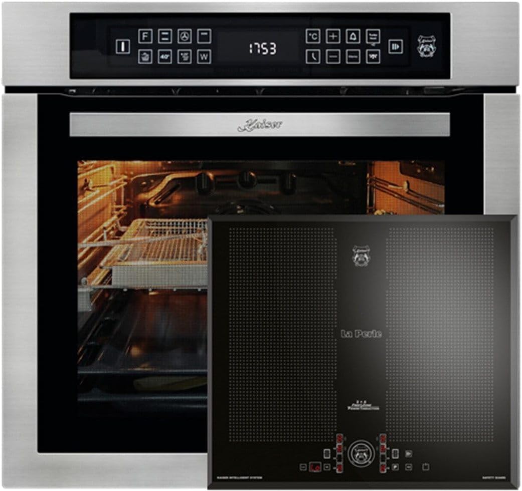 Płyta indukcyjna Kaiser, kuchenka indukcyjna, 86 l, 60 cm – 7,2 kW, Czarny/Srebrny, stal nierdzewna, oświetlenie LED – samoczyszczenie, funkcja grilla
