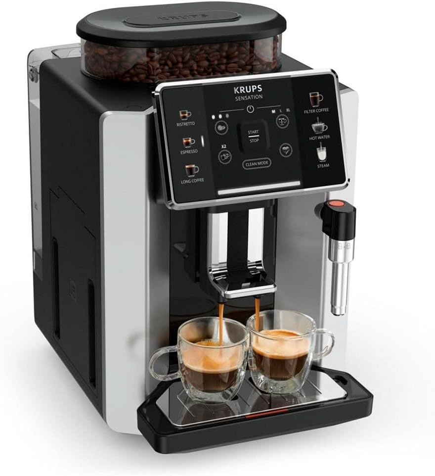 Automatyczne ekspresy do kawy KRUPS – EA910E10, 1450 W, Czarny/Srebrny, Cafetera Espresso EA910E10