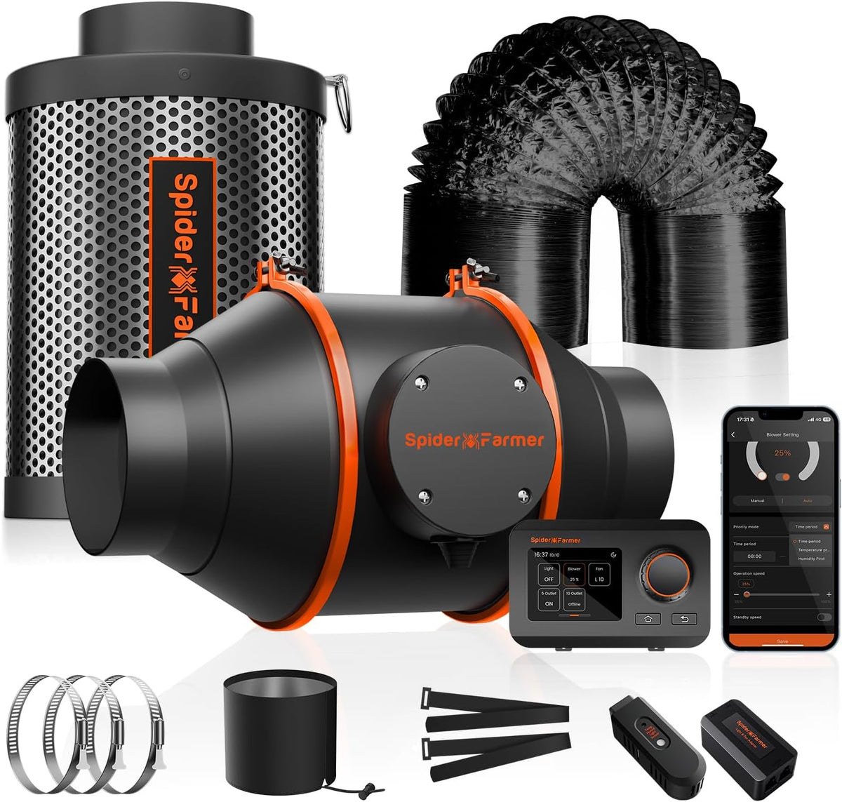 Urządzenia wentylacyjne SPIDER FARMER, 2 cm, Biały, oświetlenie LED – pilot zdalnego sterowania, Wentylator, ROLNIK SPIDER, 2 strefy temperaturowe