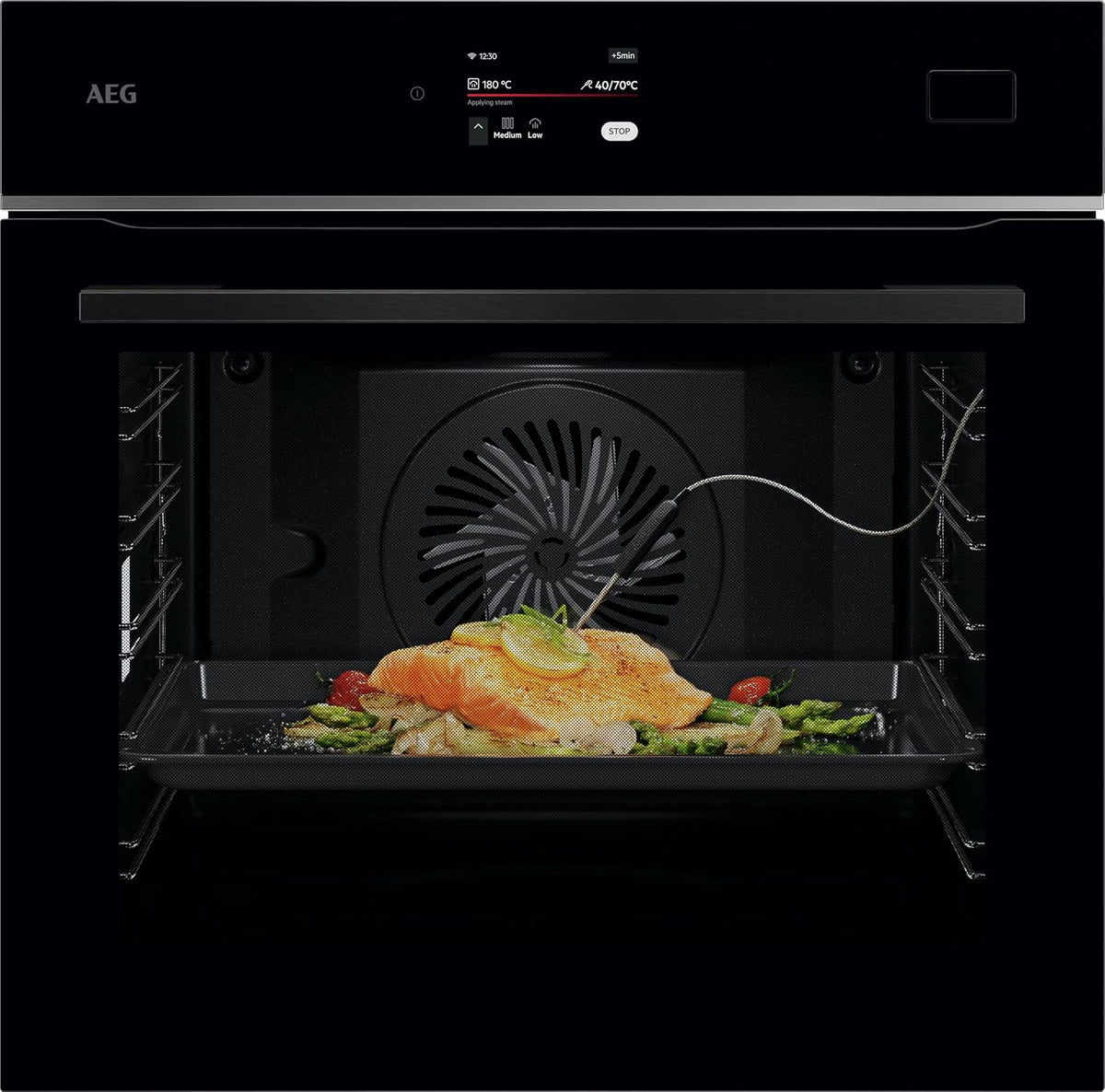 AEG Piece parowe, TB8SB72WAB, Czarny – Wi-Fi, TB8SB72WAB Elektryczny piekarnik, dotyk, 100% para – Przepisy APP, Gotowanie, Made in Germany