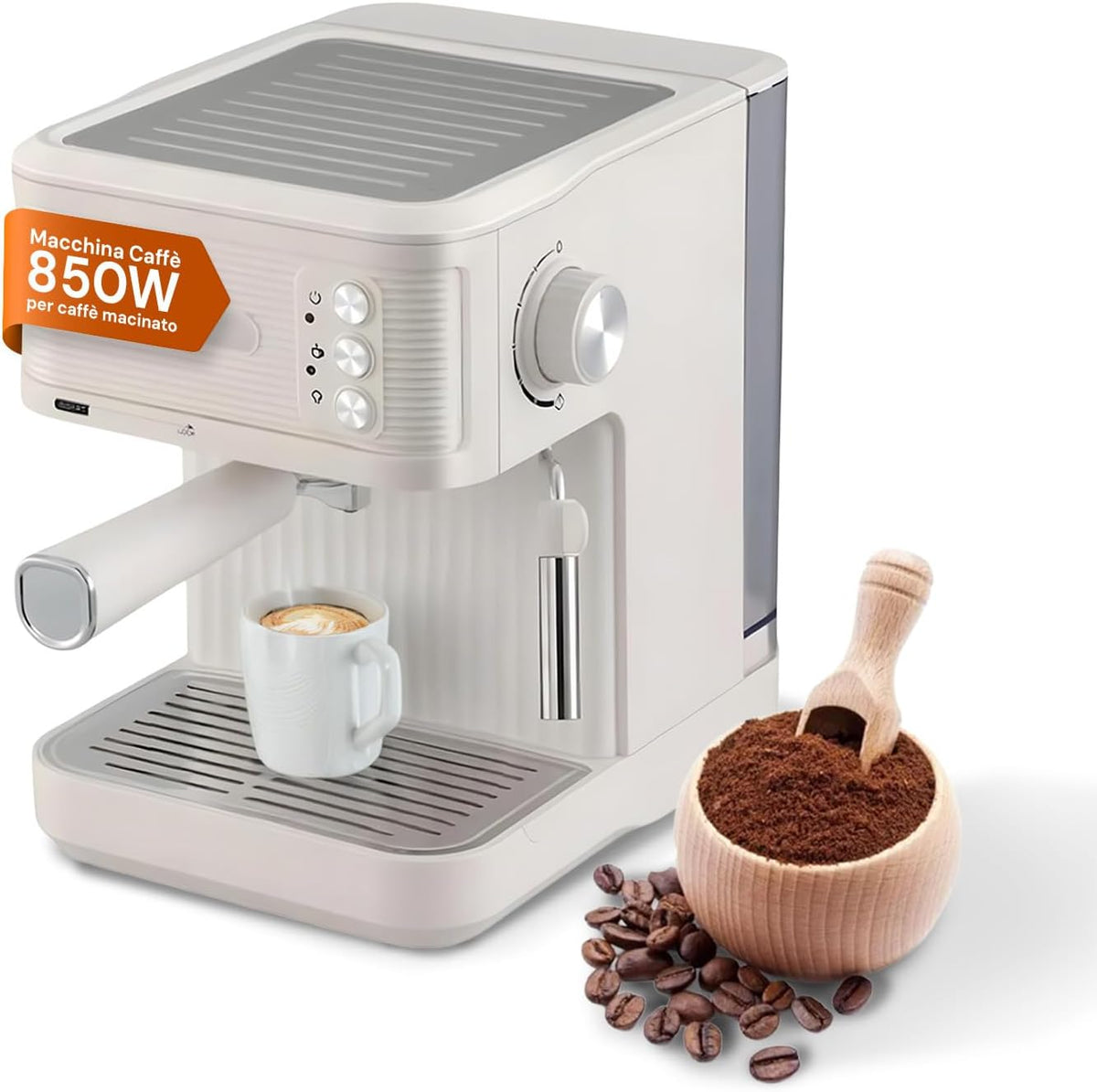 Avilia Ekspres do kawy, 850 W, 2 l, Biały – 850 W do intensywnego espresso z filtrem ze stali nierdzewnej
