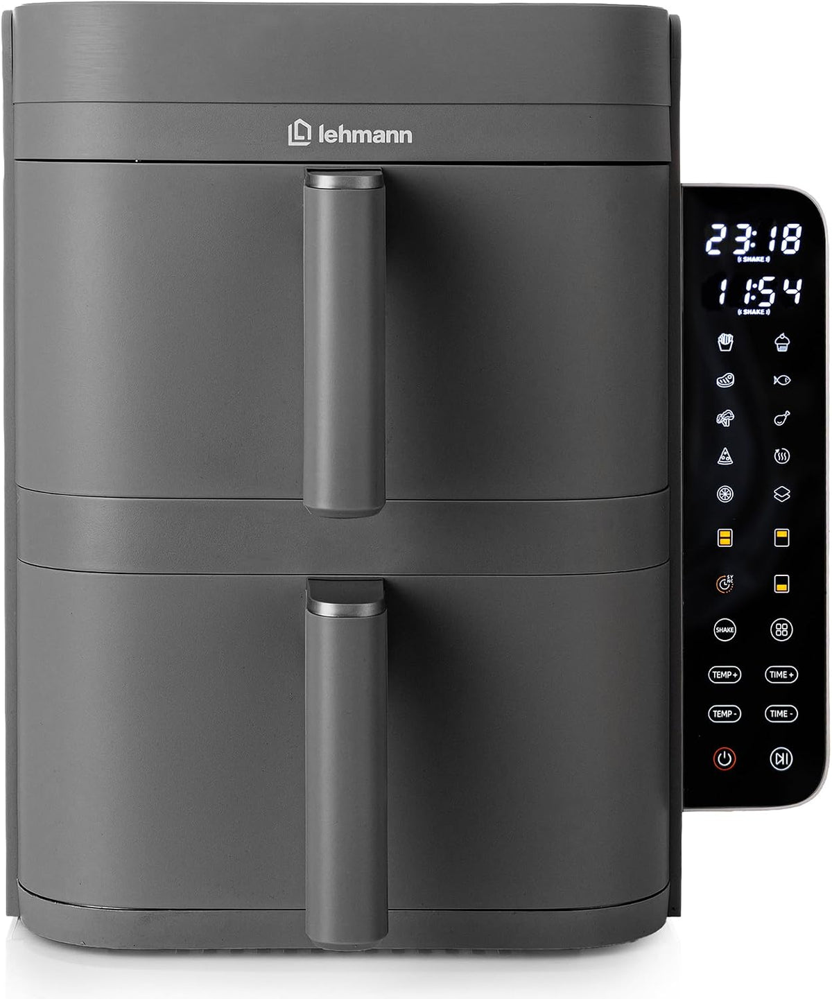LEHMANN Frytkownica beztłuszczowa – air fryer, 12 l, 2800 W, Czarny – metal, 10 programów, 40 do 230°C, XXL 12 l – dotyk, powłoka nieprzylegająca
