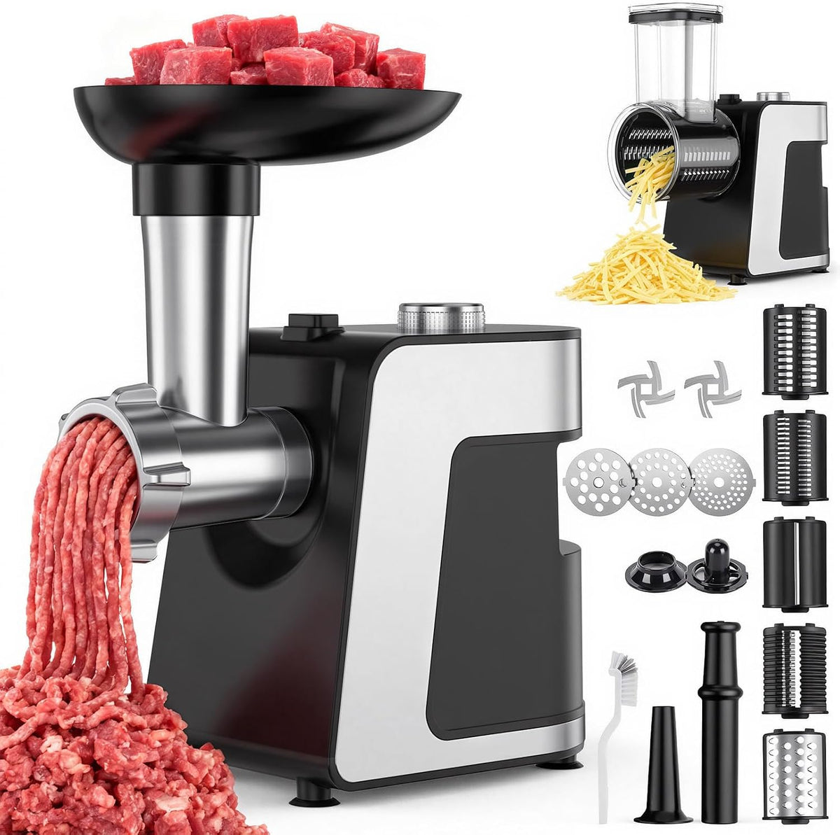 Grill FITNATE, Czarny, maszynka do mięsa, Robot – Grids, Fin / Mean / Grossier