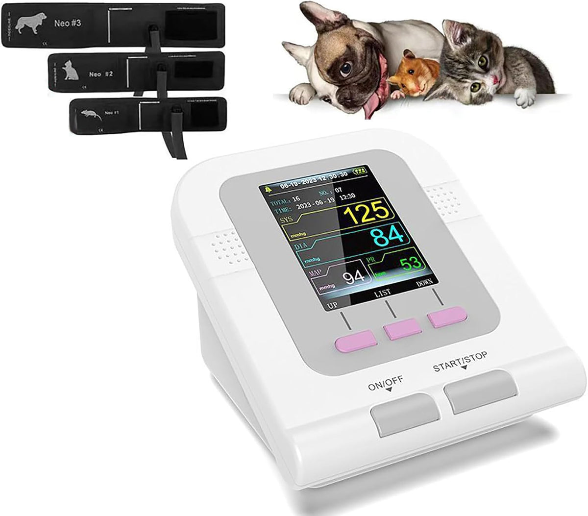 Tensiometry Wsexyy – 11 cm, 0,4 kPa, 0 kPa, Czarny – Tensiometr dla psów i kotów, Tensiometr Armband Cyfrowy weterynarz