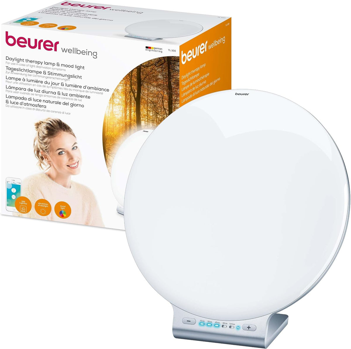Beurer Światła dzienne, 2 W, 10 cm – Czarny, oświetlenie LED, 2 w 1, TL 100 Lampa – aplikacja, Masło LED Lampa dzień światła i światła otoczenia 2 w 1