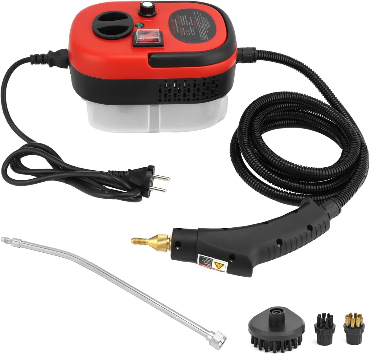 Myjka parowa QWORK, 2500 W – Czarny, Czyszczenie parowe, przenośne, wykorzystanie podłogi – kuchnia, samochód