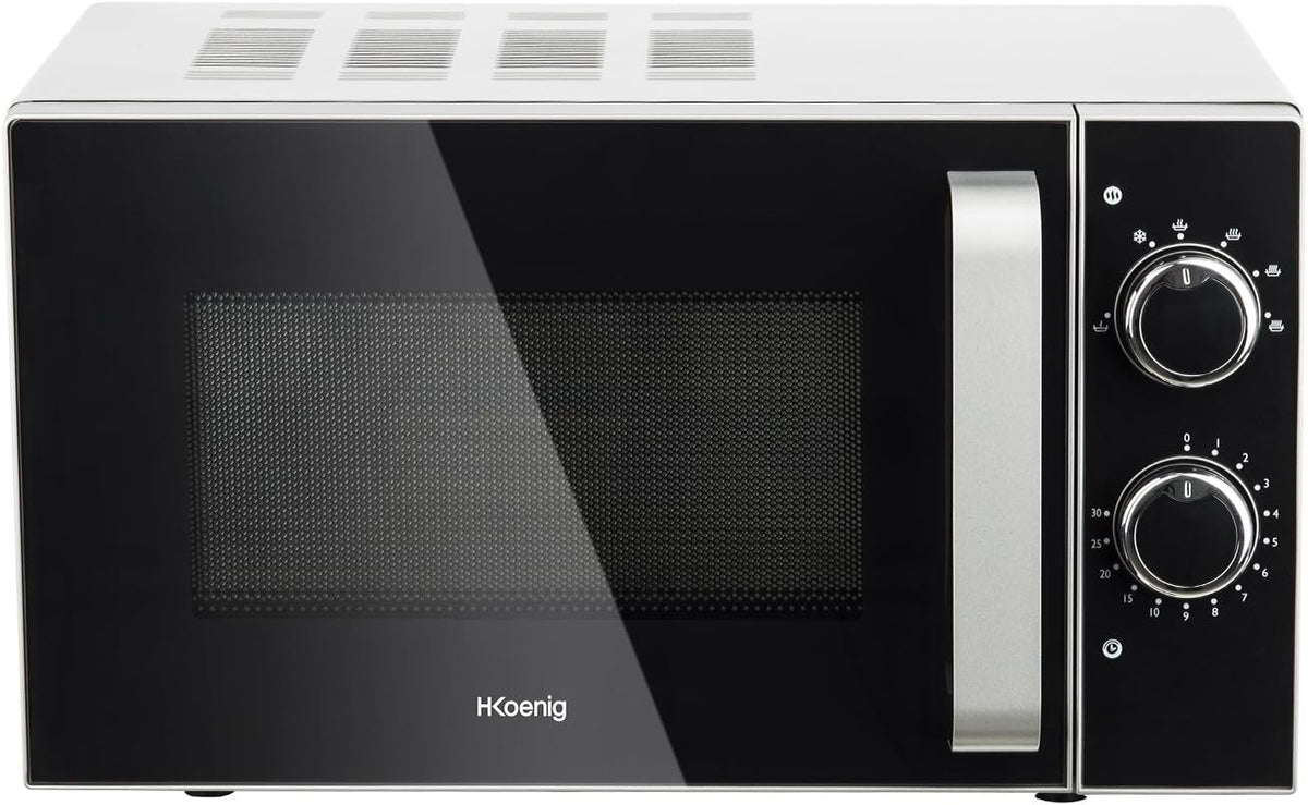 H.Koenig Tylko funkcja mikrofal, VIO4 – 20 l, 700 W, 24,5 cm, Czarny/Srebrny – timer, Kompaktowa konstrukcja mikrofalowa 20 l VIO4, moc 700 W