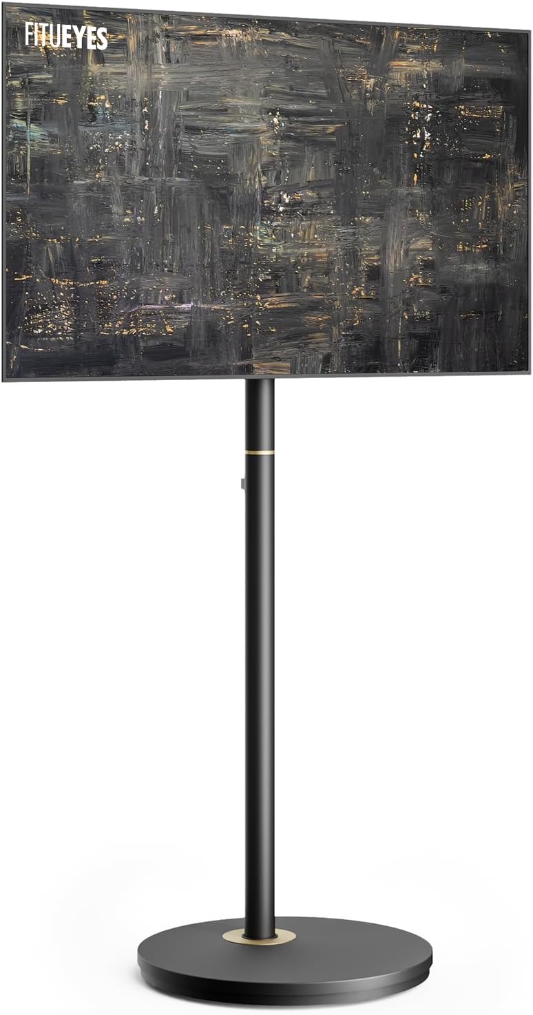 FITUEYES Stojaki podłogowe, 48 cali – 20 kg, Czarny, metal, Szafka TV – kółka ruchome