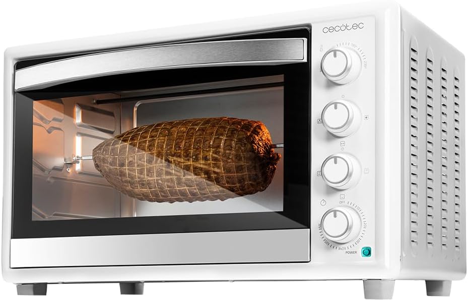 Cecotec Mini piekarnik, 46 l – 2000 W, Biały, Piec elektryczny, 12 programów – 2 strefy temperatur, Temperatura do 230o