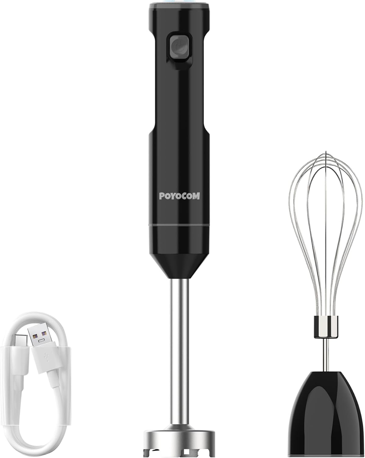 Mikser POYOCOM, 20,3 cm – Czarny, praca bezprzewodowa, blender ręczny, elektryczny – kabel, bezprzewodowy, przenośny mieszalnik do zanurzania