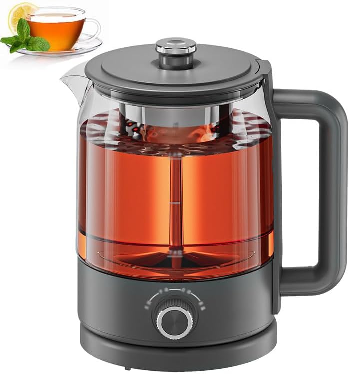 Doniczki tea, 2 l, 600 W, 20,7 x 20,7 x 24,8 cm – Czarny, czajnik elektryczny, para wodna, delikatny rozpylacz parowy – 4-stopniowa kontrola