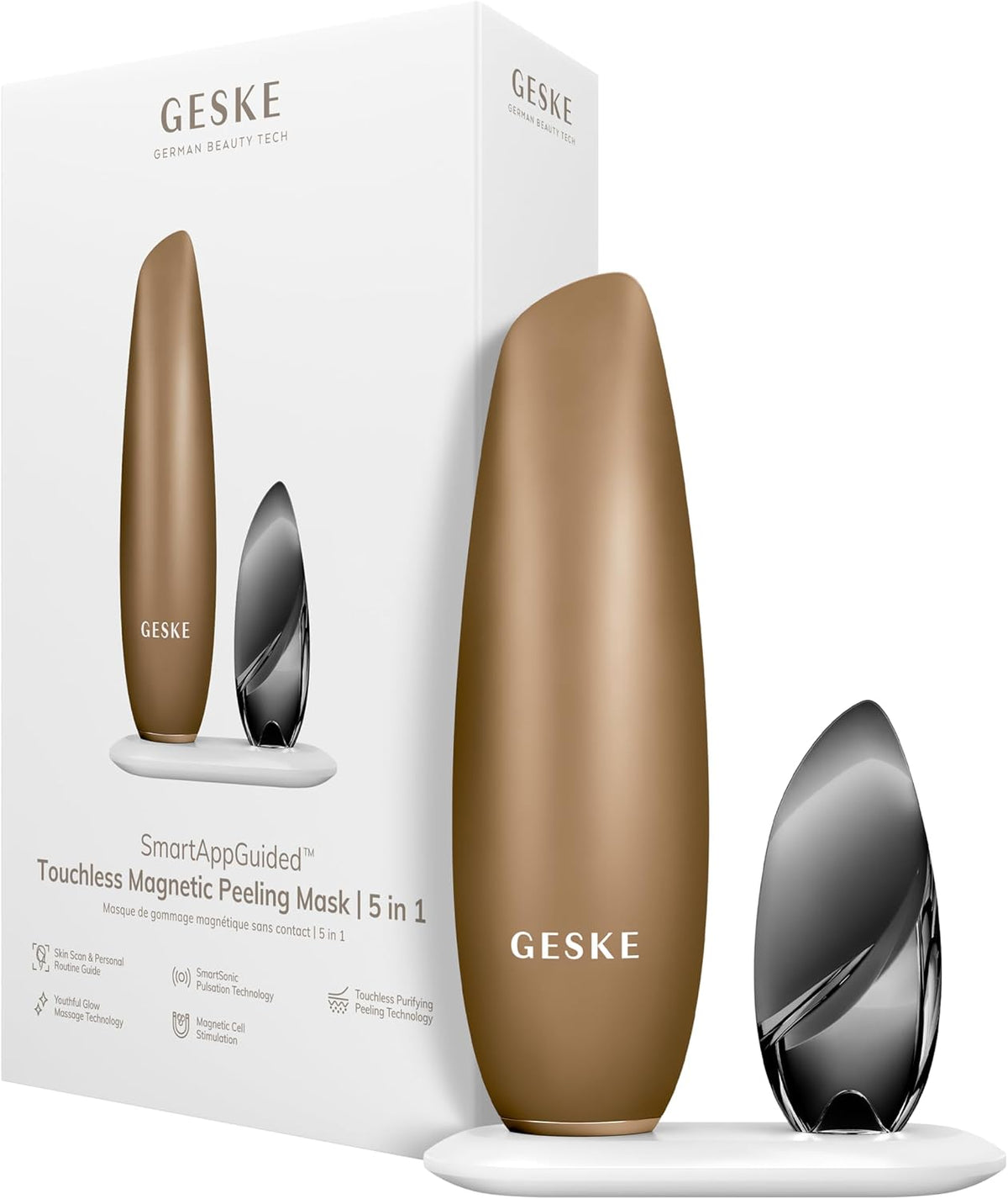 GESKE Maski, 5 W – Czarny, 5 w 1, Magnetyczna maska twarzy, SmartAppGuidedTM Bezdotykowy magnetyczny peeling Mask 5 w 1 – Eliminuje imputacja