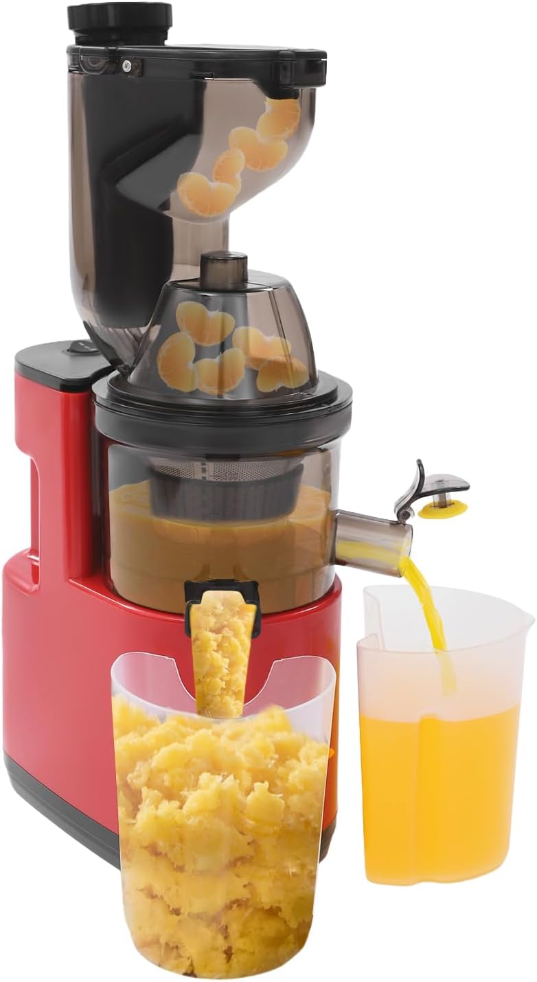 Wyciskarka wolnoobrotowa soudesileim, 400 ml, 14 x 8 cm – 220 V, Srebrny, stal nierdzewna, Wyciąg z soku – 65 do 80 obr. / min, 400 ml kubek