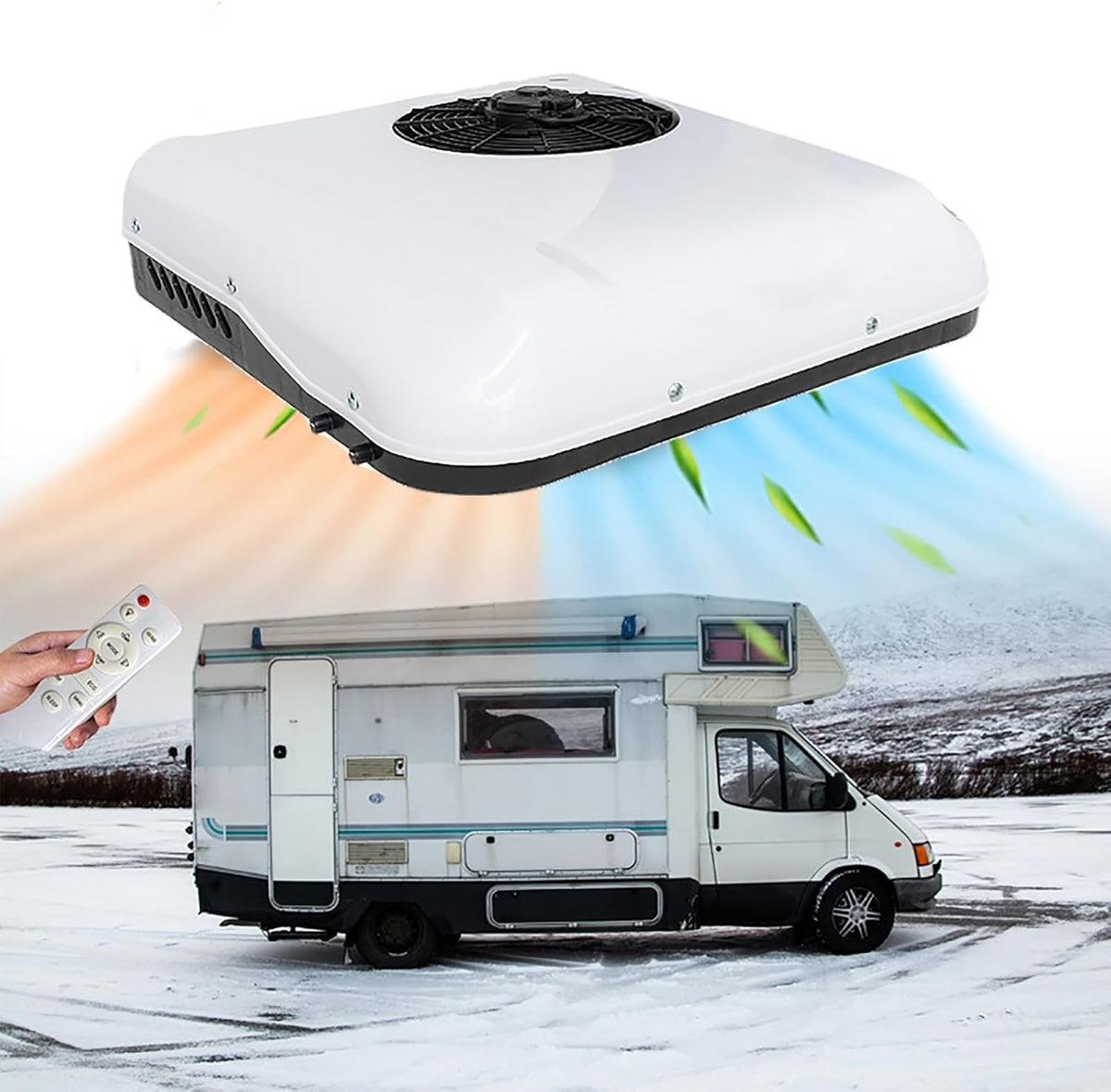 Klimatyzator przenośny, klimatyzator mobilny – 12 V, Biały, Klimatyzator, kemping – 12 V Klimatyzator dachowa do samochodów osobowych i ciężarowych