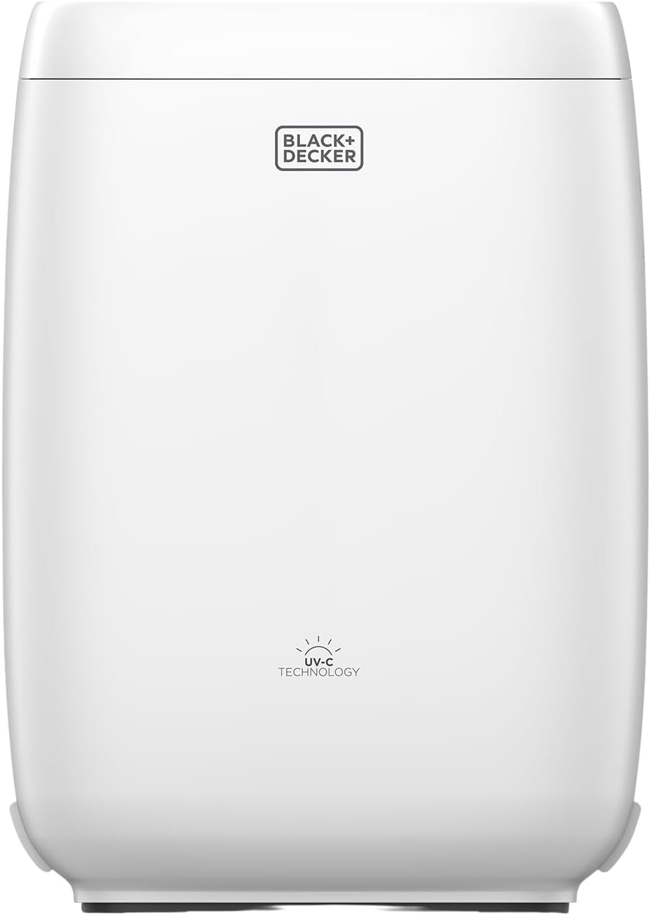 BLACK+DECKER Oczyszczacz powietrza, HEPA13 – 80 m, 22 dB, Czarny, filtr HEPA – 350 m3 / h, cichy, czujnik PM2, do 80 m2 – Ultra- cichy PM2.5