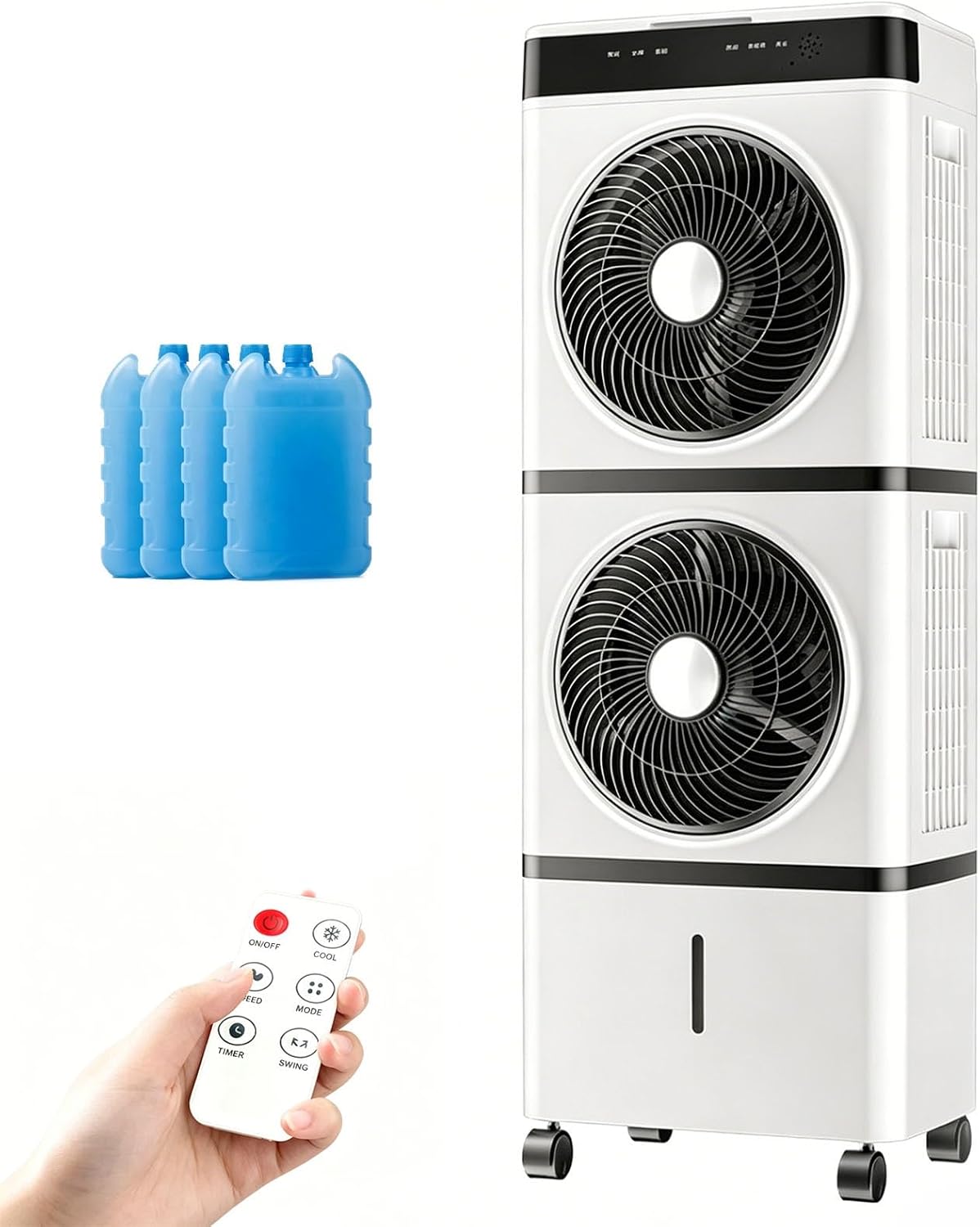 Klimatyzator przenośny LXRHLIKG, klimatyzator mobilny, 14 l, 70 W – 35 x 24 x 95 cm, Biały, Klimatyzator, zegar – 3 prędkości, duży zbiornik